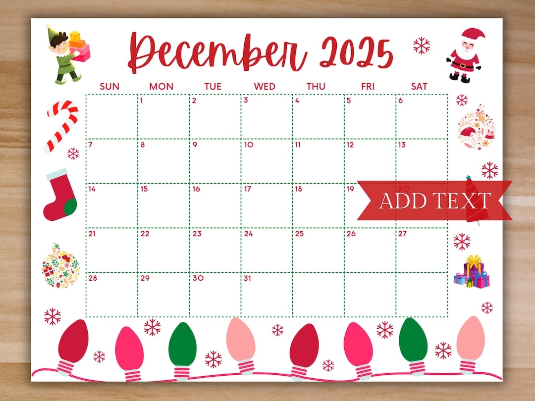 December 2025 Calendar Printable Hand Drawn