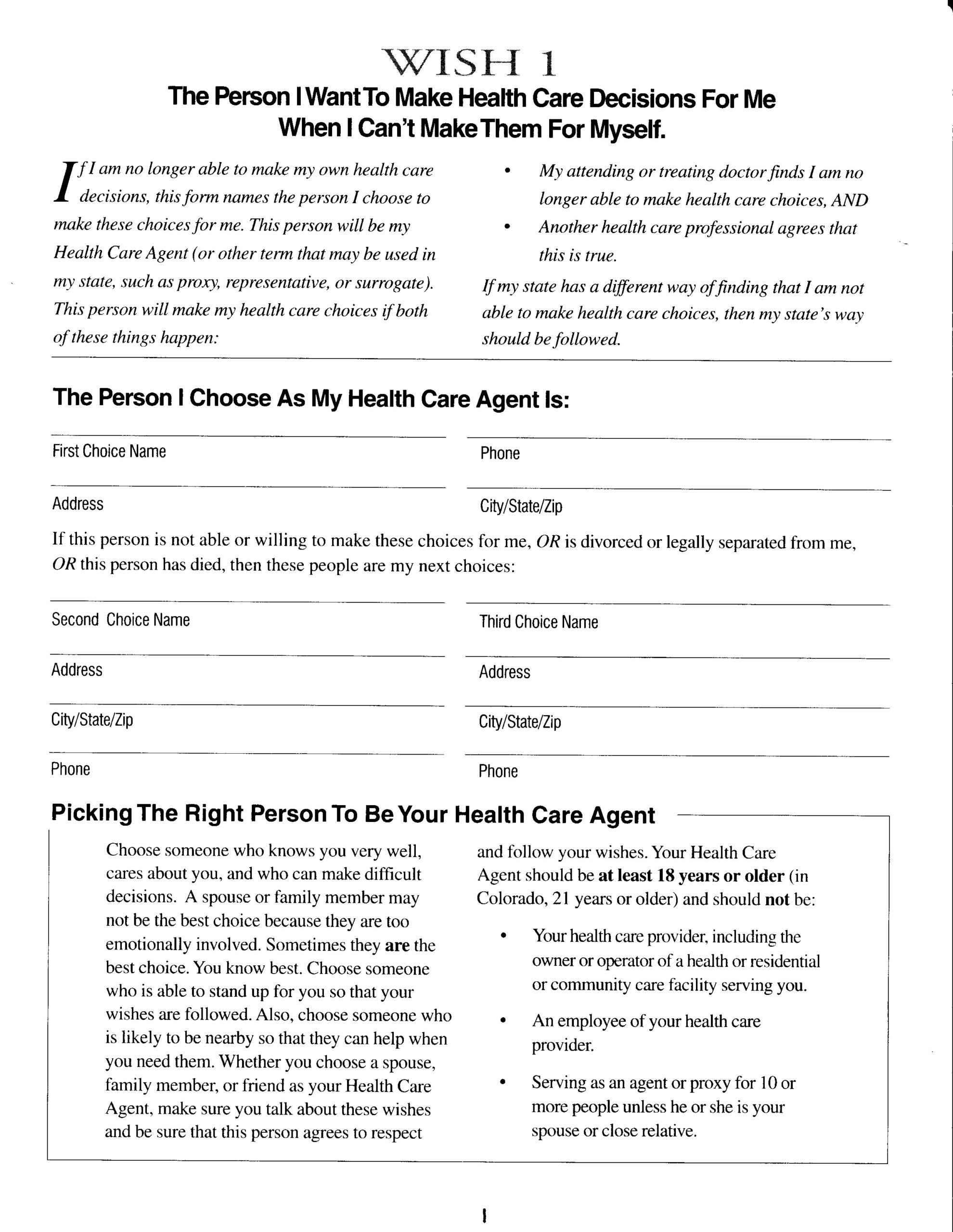 5 Wishes Form Printable