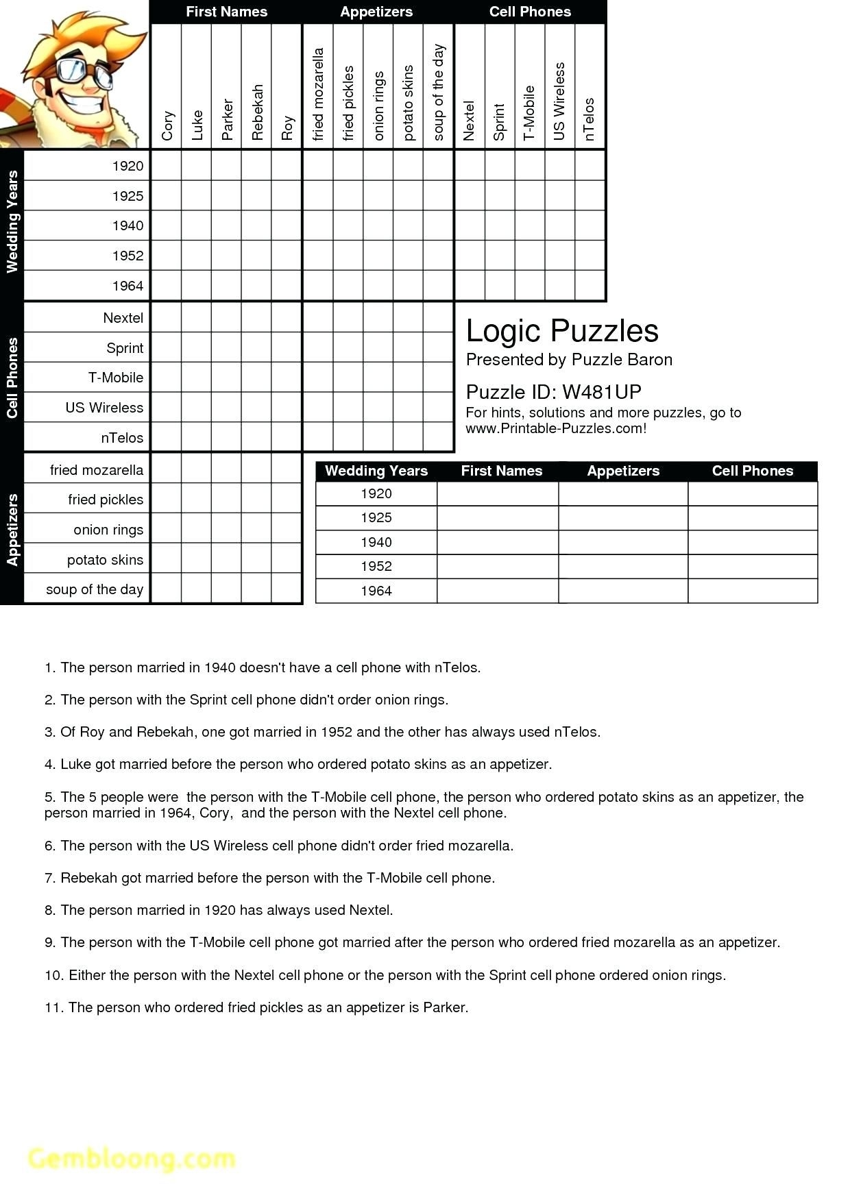 Logic Puzzles Printable Pdf