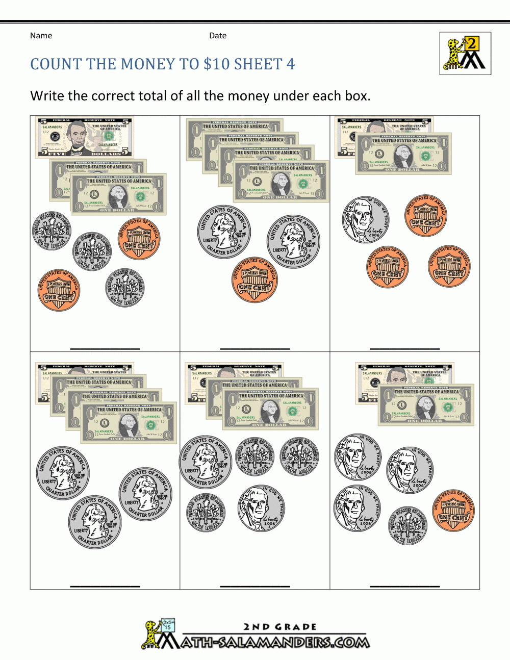 Printable Money Worksheets To 10 Worksheets Library