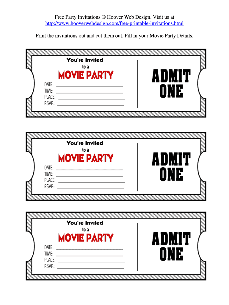 Printable Movie Ticket Template