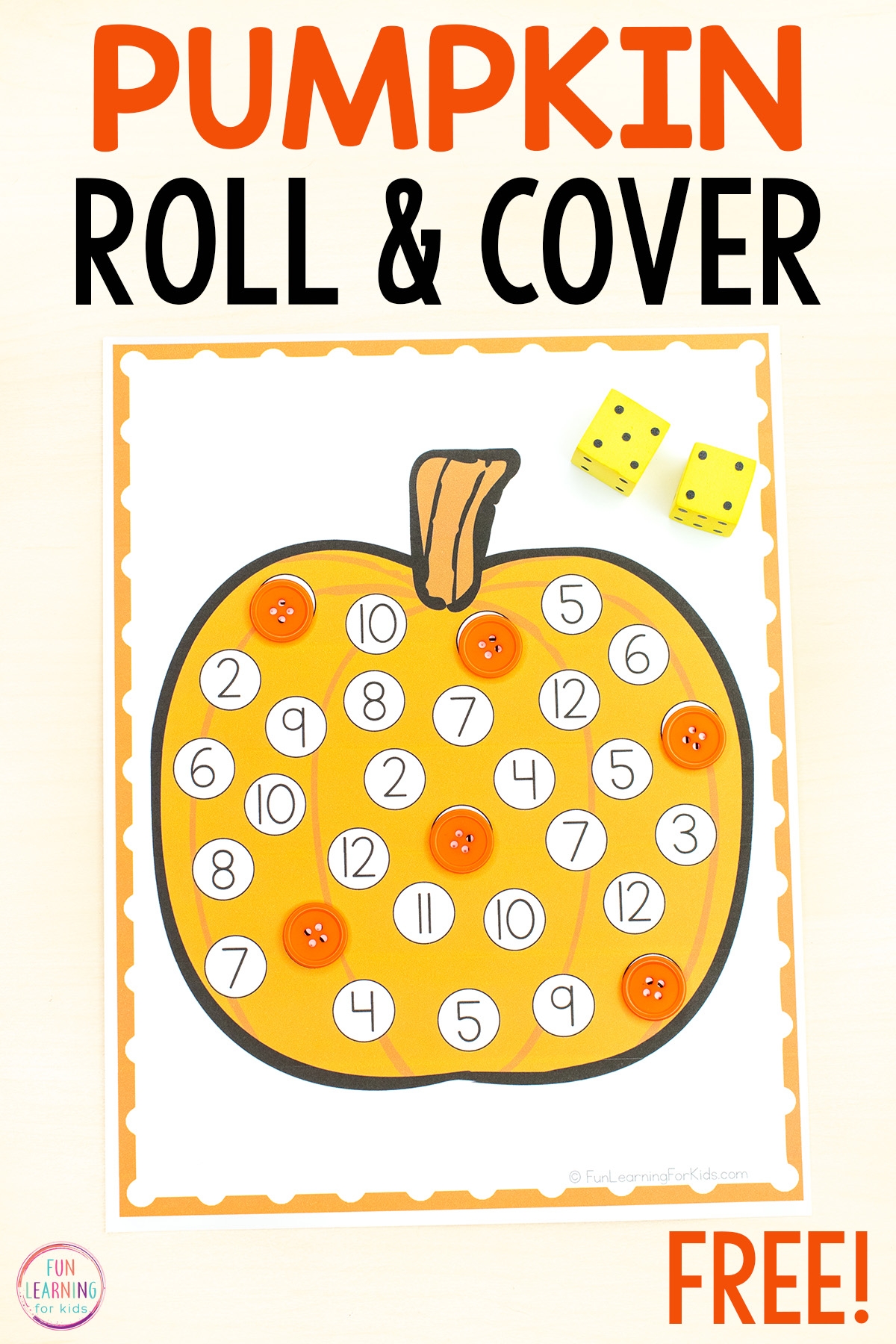Pumpkin Roll And Cover Number Mats Free Printable