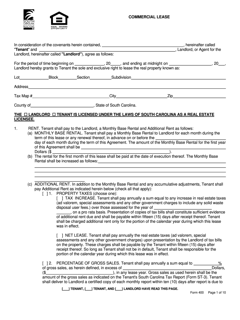 SCAR Form 400 Commercial Lease Fill Online Printable Fillable 