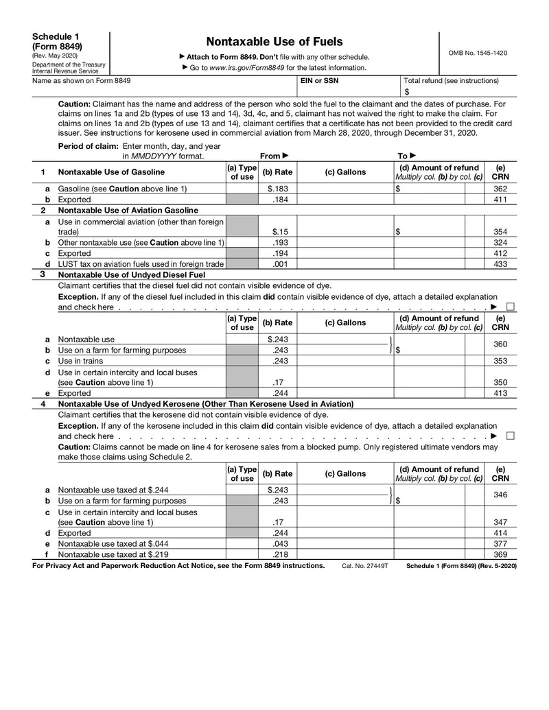 Schedule 1 Form 8849 Fill And Sign Online With Lumin