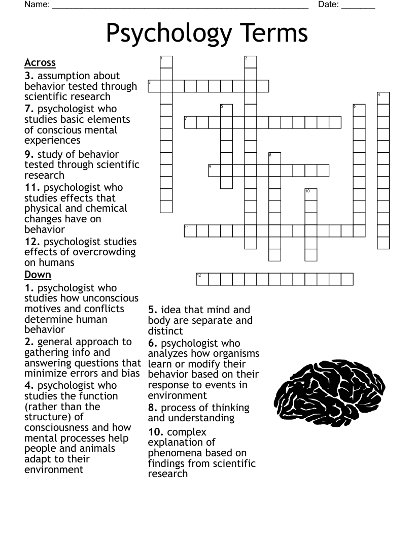 School Psychologist Crossword Word Search WordMint