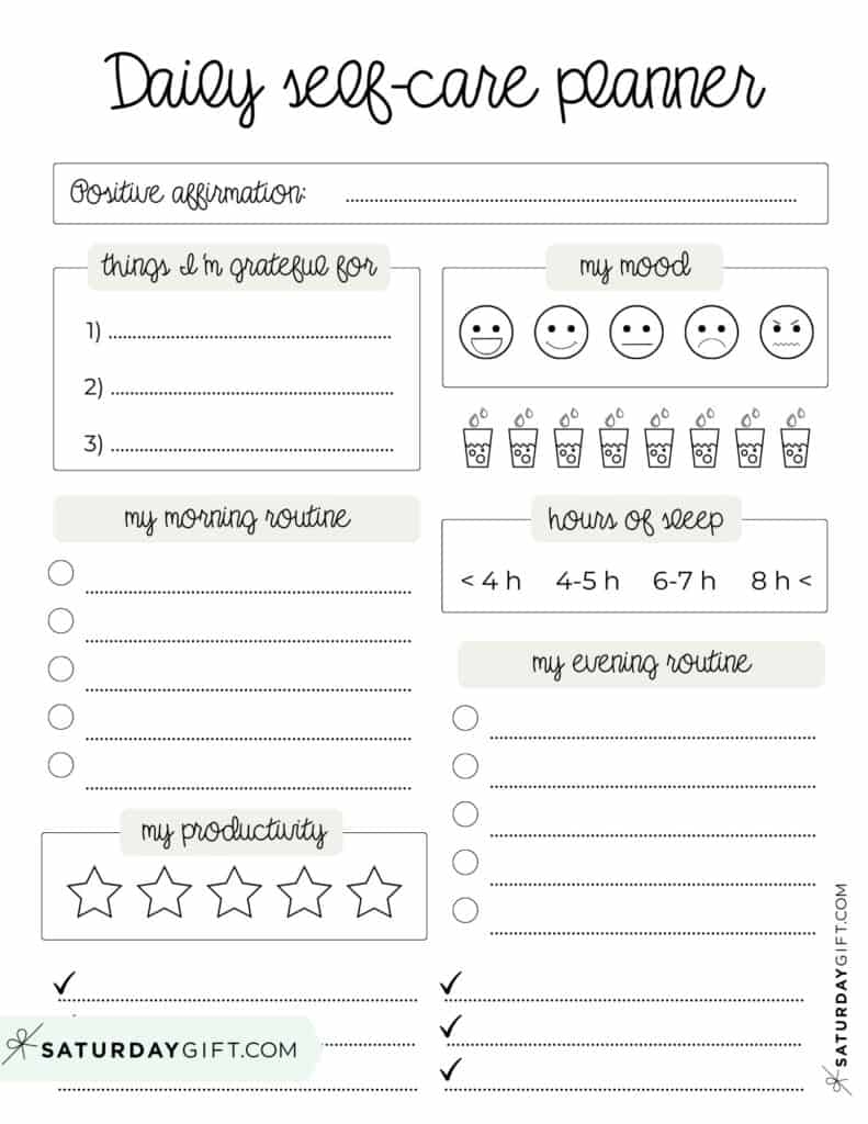 Free Printable Self Care Activity Worksheets