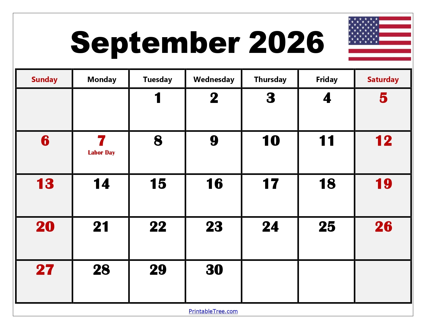 September To December Calendar 2026 Printable