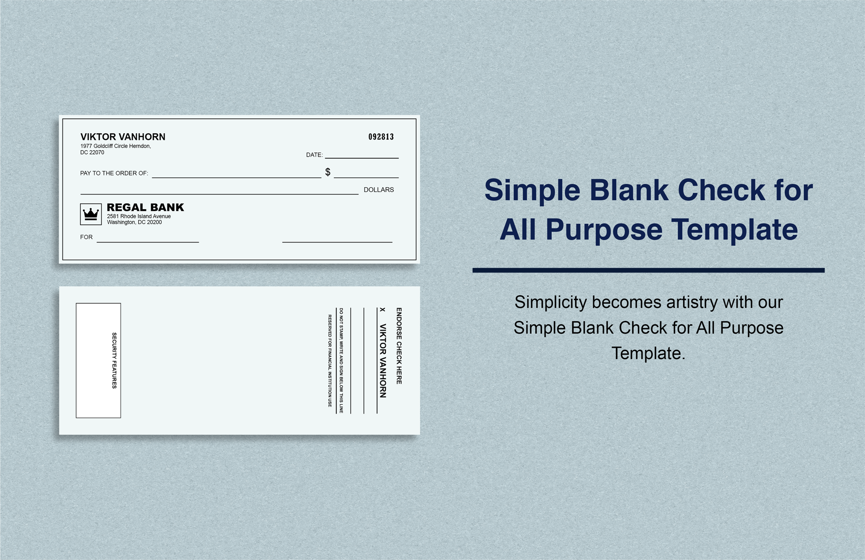 Simple Blank Check For All Purpose Template In Word Illustrator 