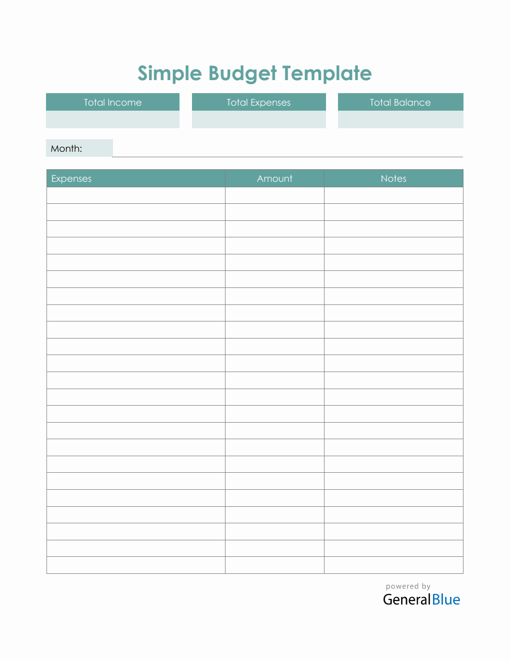 Easy Budget Worksheet Printable