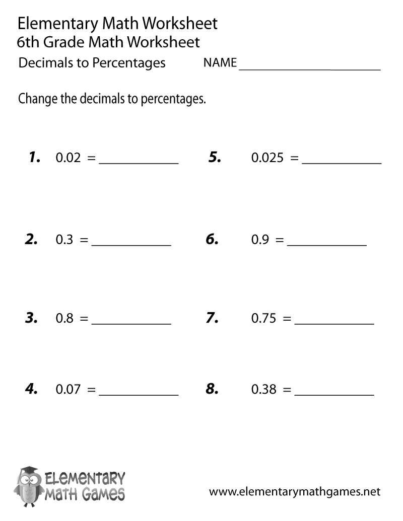 6th Grade Math Worksheets Printable Decimals