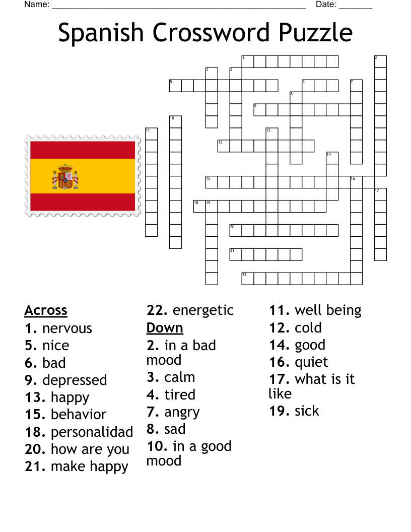 Free Printable Spanish Crosswords