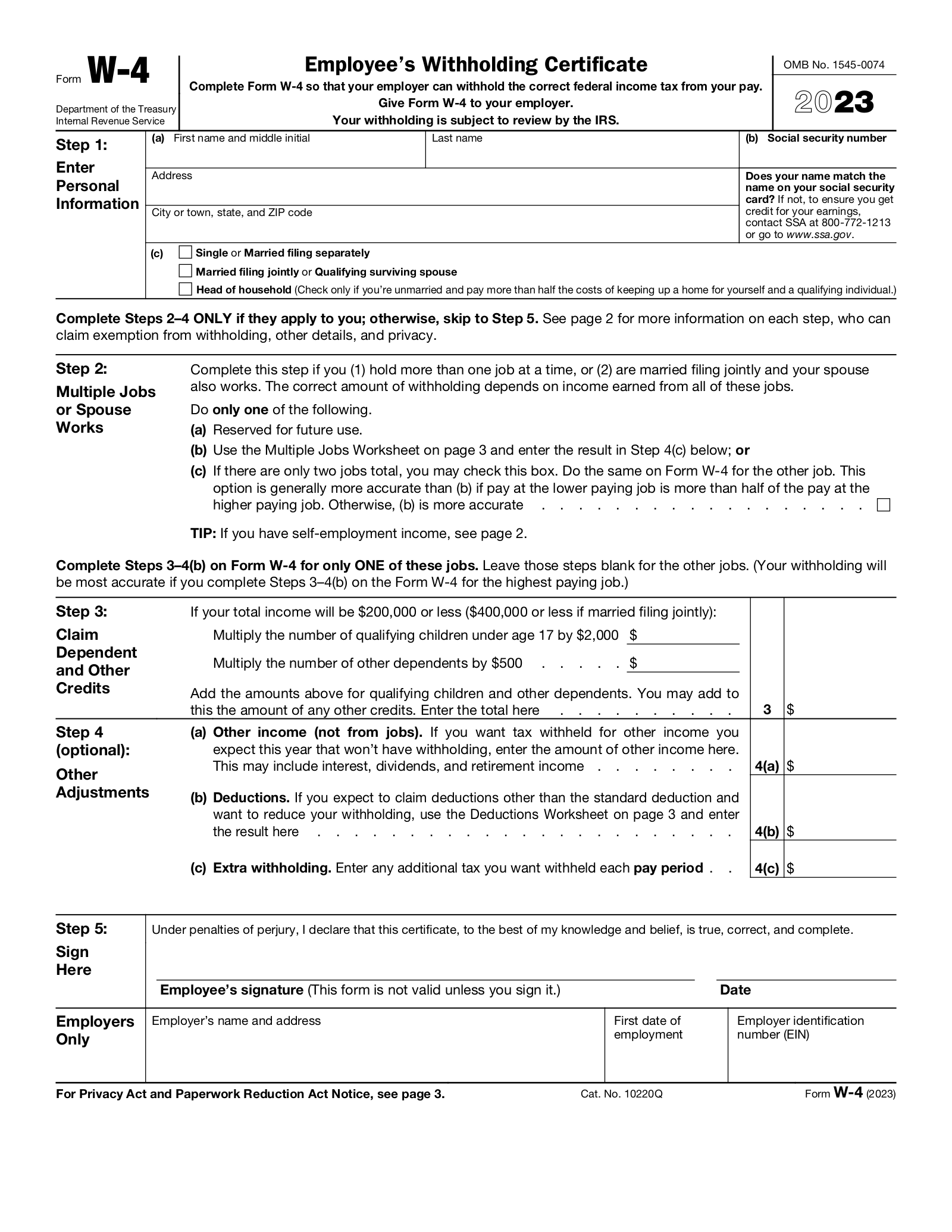 Form 2023 Printable Tax Return