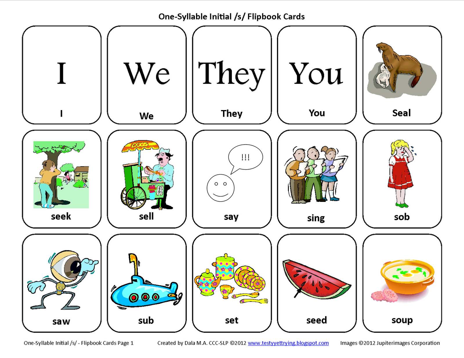 Speech Therapy Cards Printable