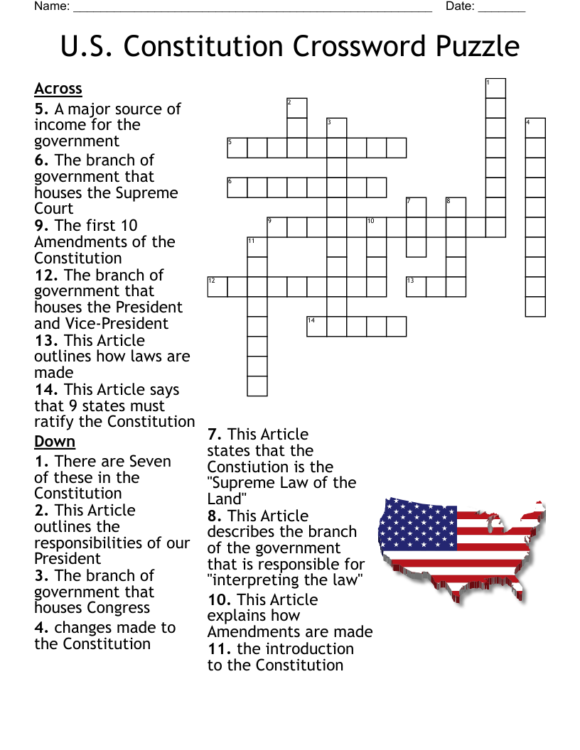 Printable Usa Crossword Puzzle
