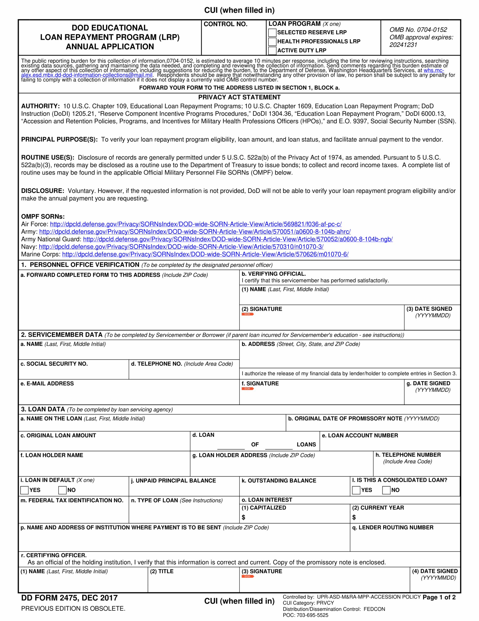 Printable Blank Form Va Form 20 0995