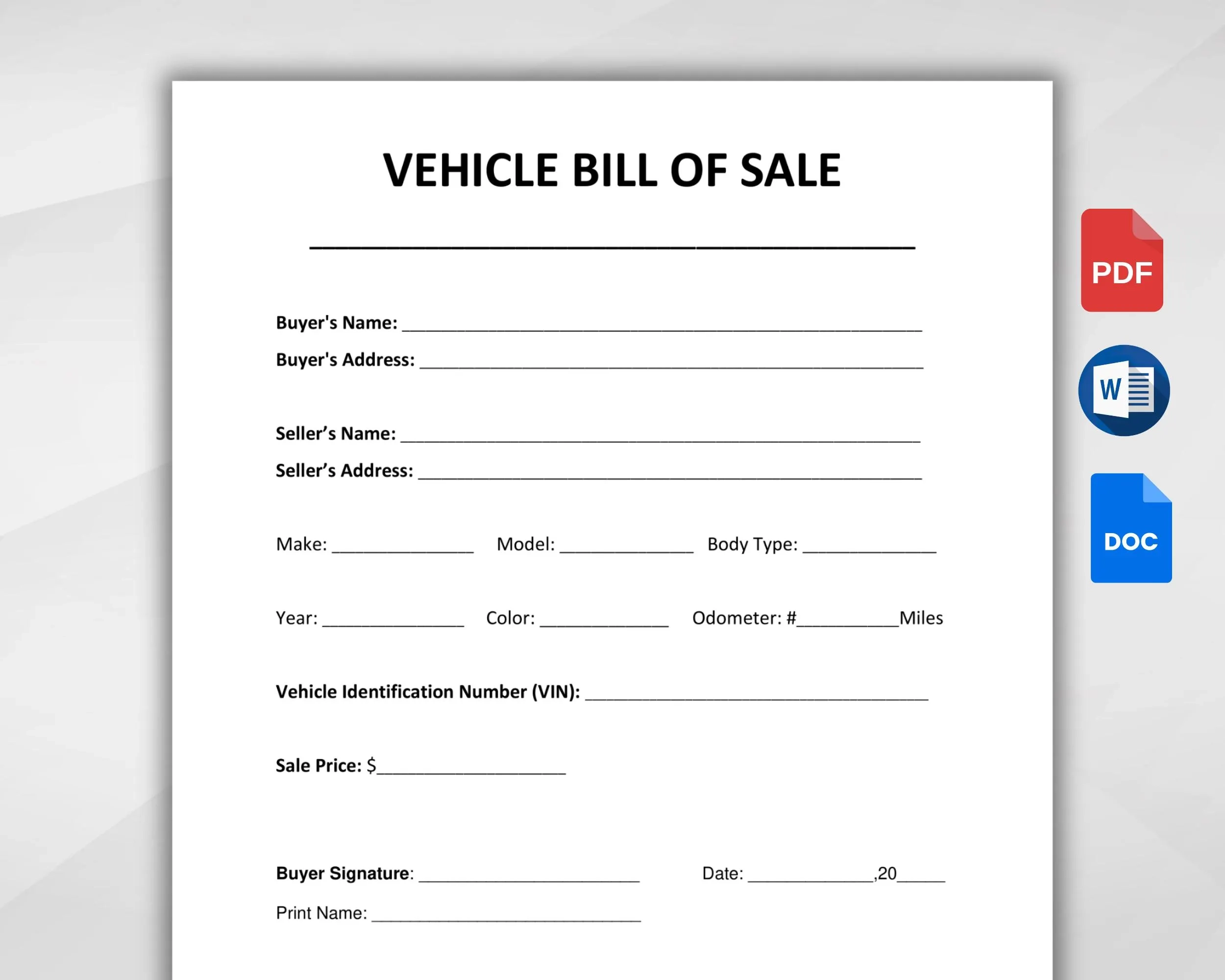 Vehicle Bill Of Sale Printable Motor Vehicle Sale Contract 