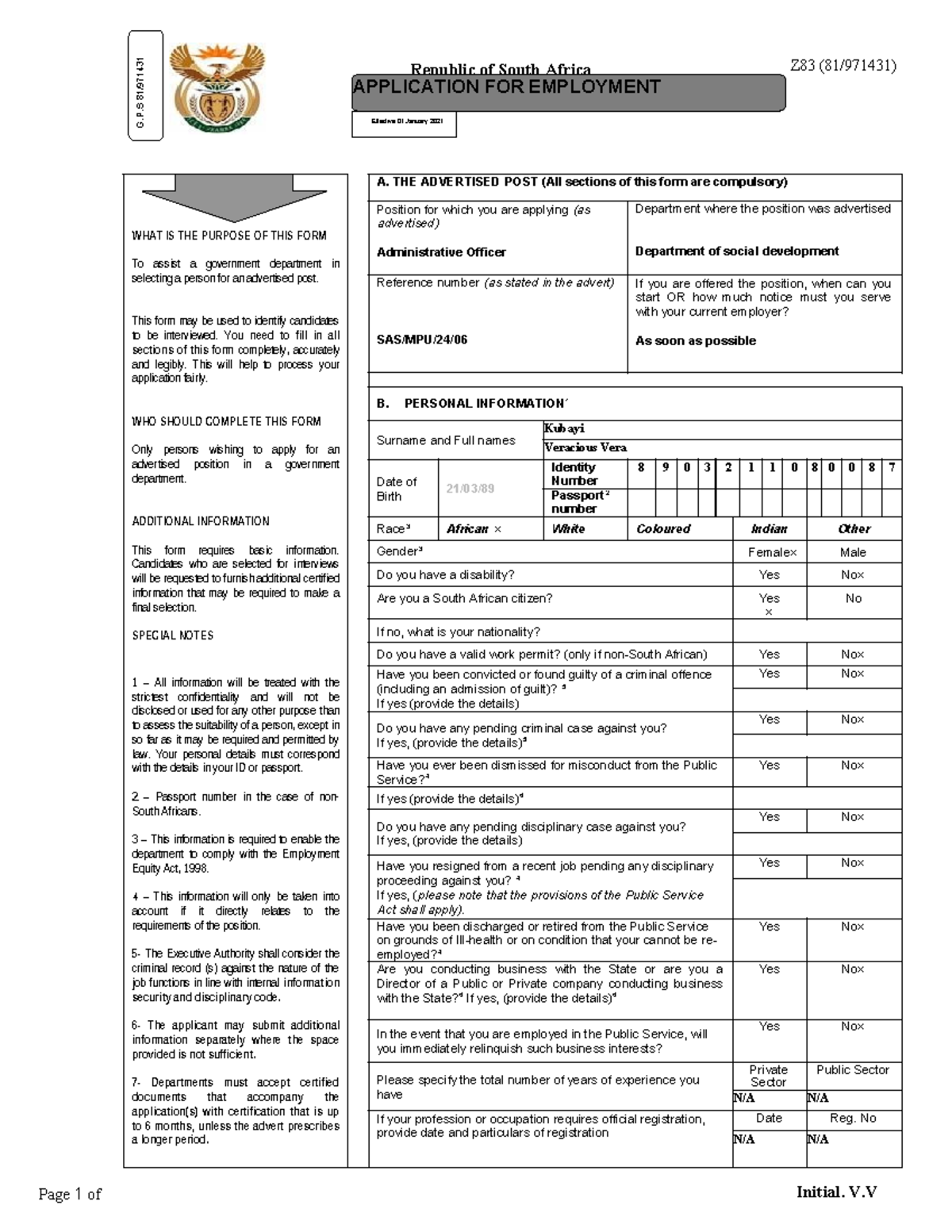 Z83 Form 2025 Pdf