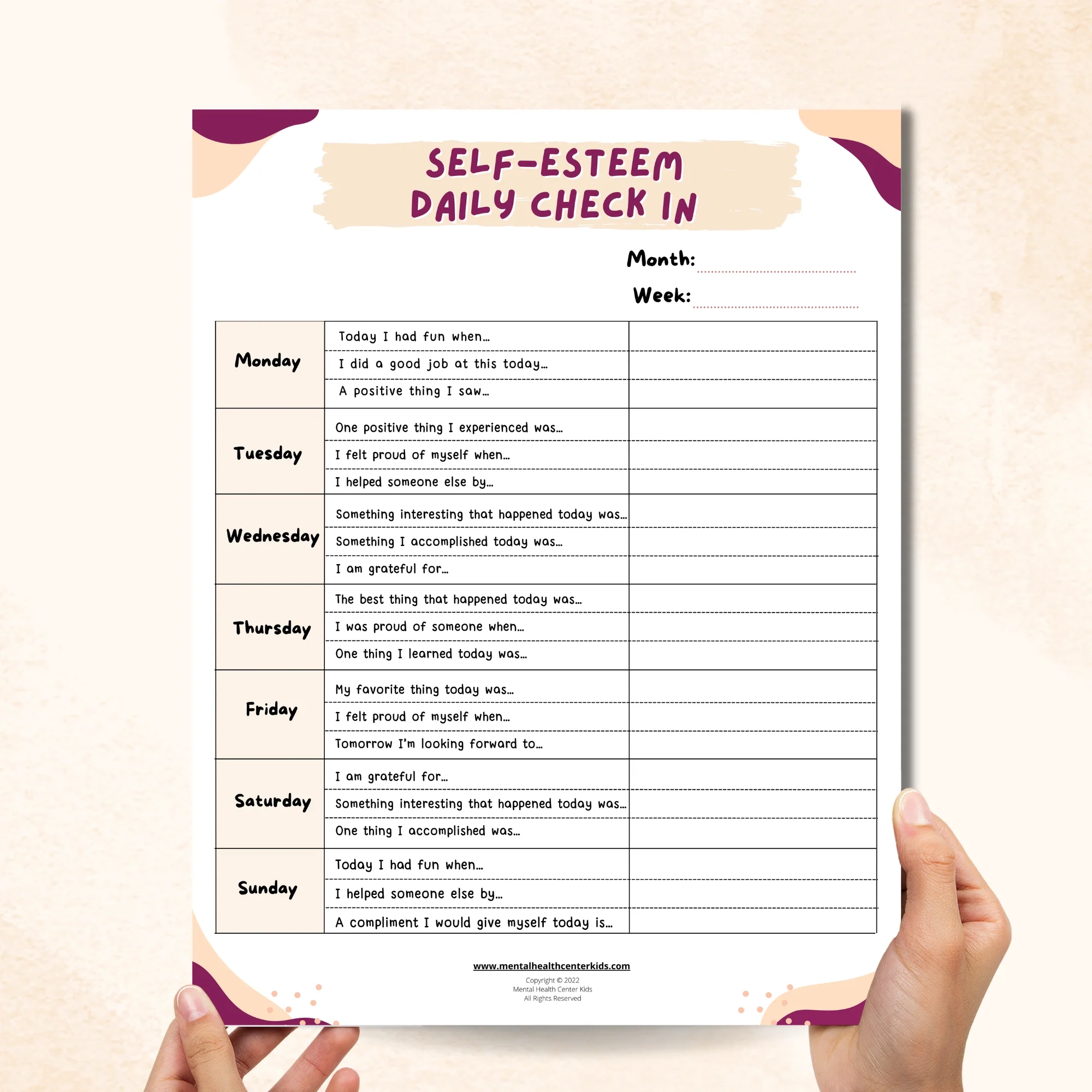 Teen Self Esteem Worksheets Printable Free