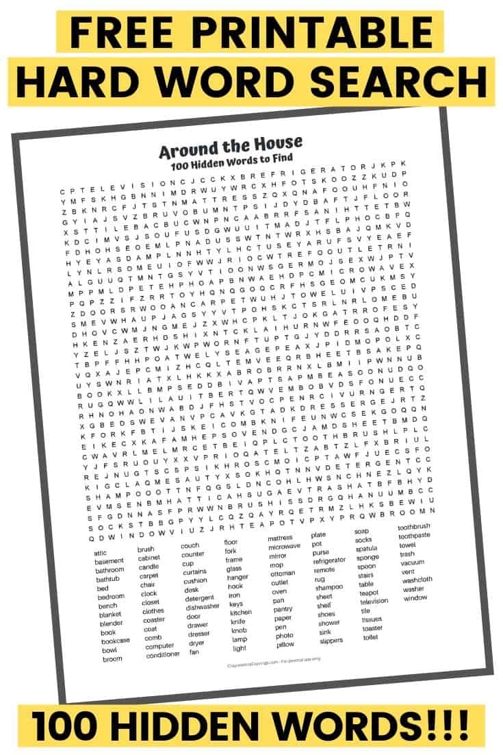 100 Hard Word Search Puzzles Printable Pdf