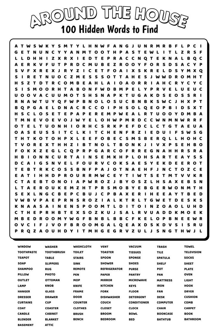 Puzzles Printable 100 Word Word Search Pdf