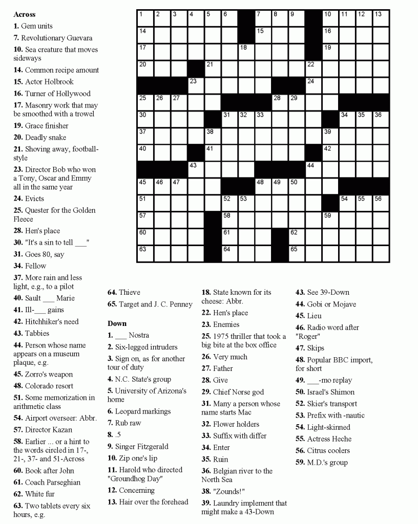 11 Free Printable Crossword Puzzles Ideas Free Printable 