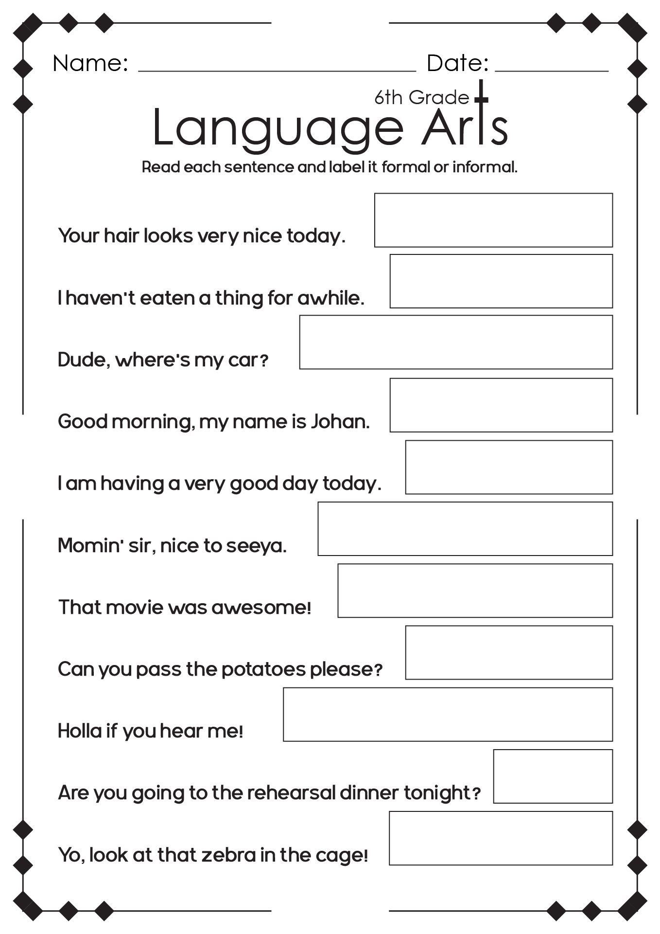 Ela Printable Worksheets