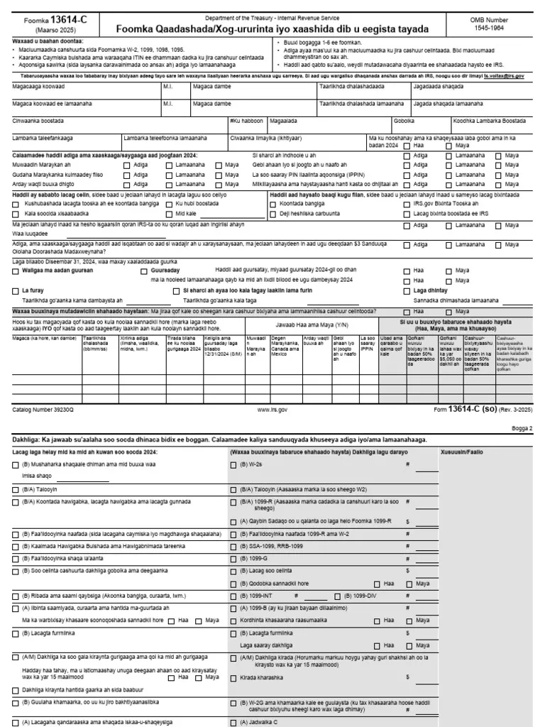 Irs Form 13614 C 2022