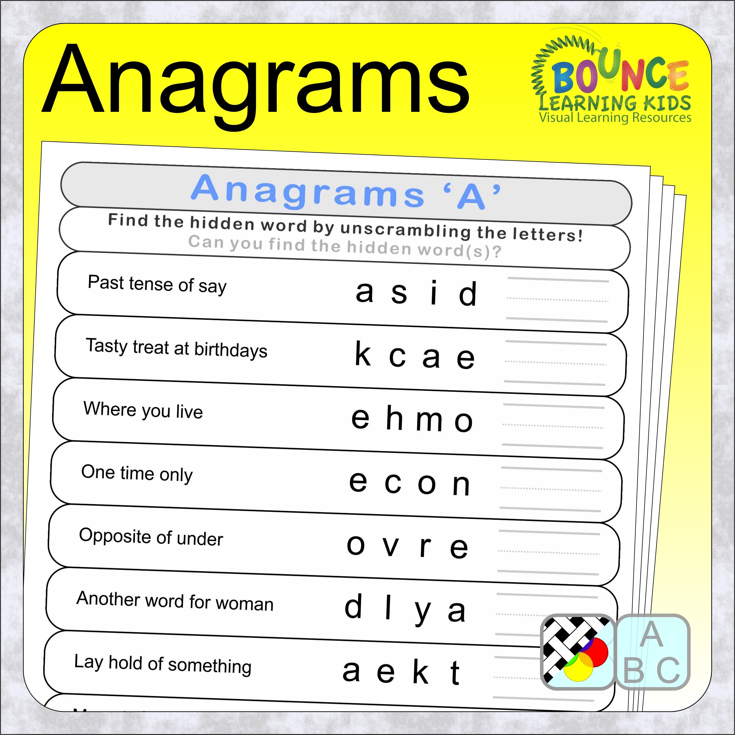 Free Printable Anagram Puzzles