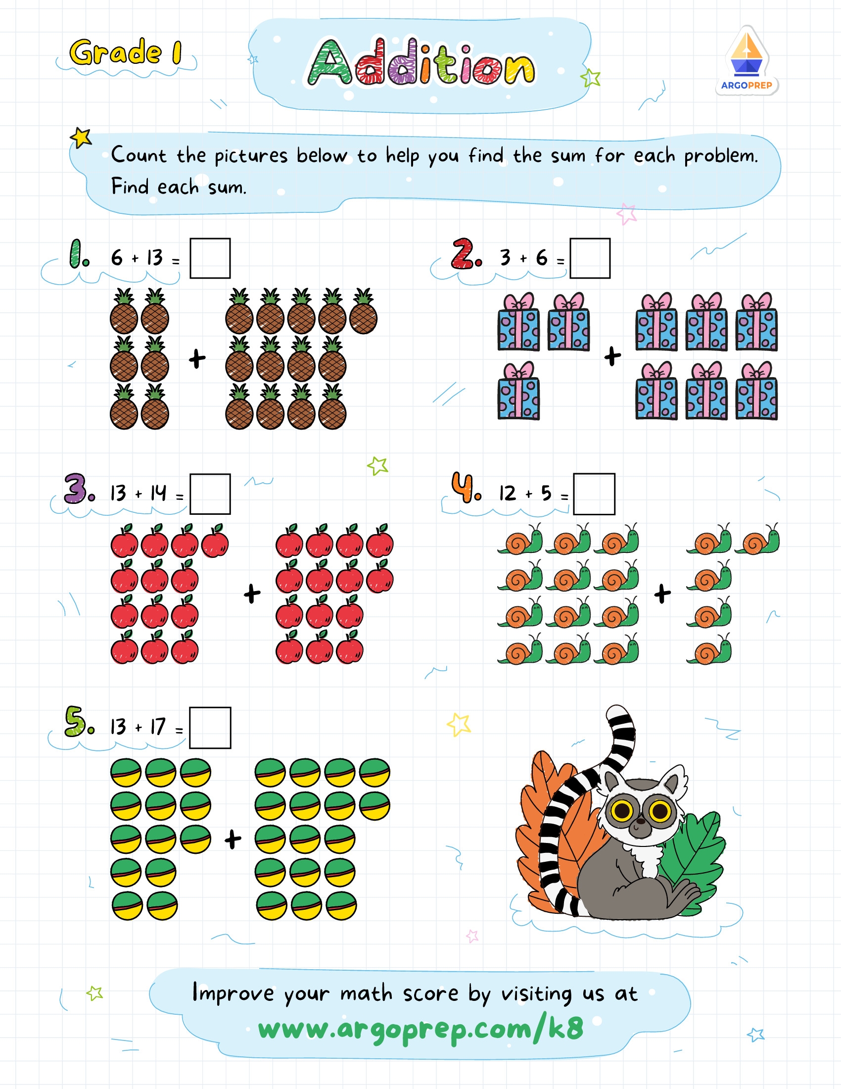 Free Printable First Grade Math Worksheets