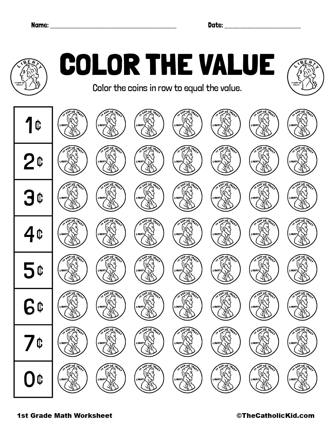 1st Grade Money Worksheet TheCatholicKid Worksheets Library