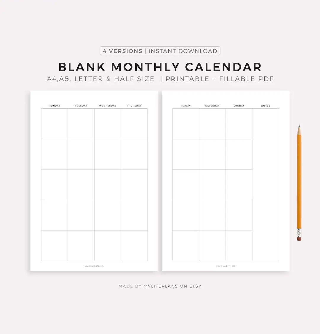 2 Blank Printable Calendar