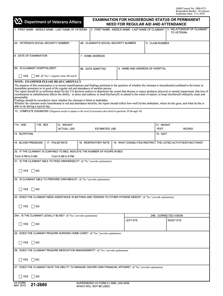 2015 Form VA 21 2680 Fill Online Printable Fillable Blank 