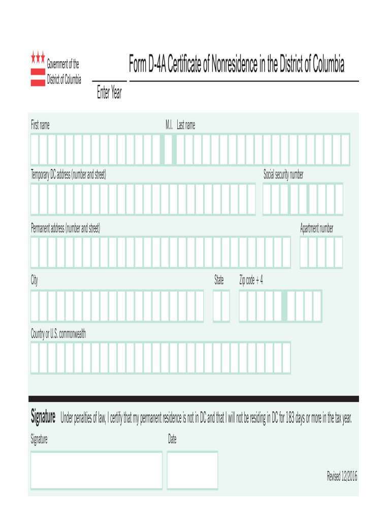 2016 2025 Form DC D 4A Fill Online Printable Fillable Blank 