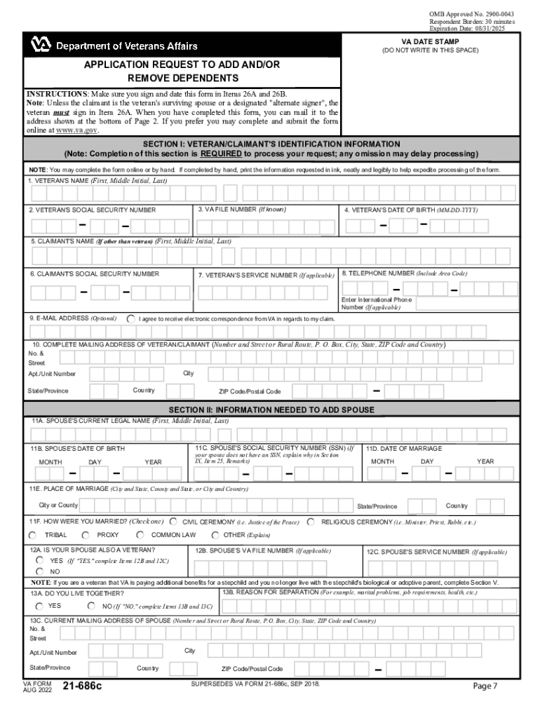 2022 2025 Form VA 21 686c Fill Online Printable Fillable Blank 