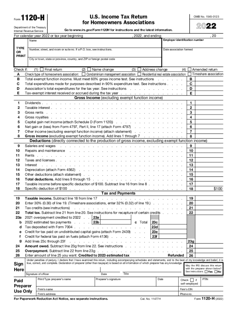2022 Form 1120 H Fill Out amp Sign Online DocHub