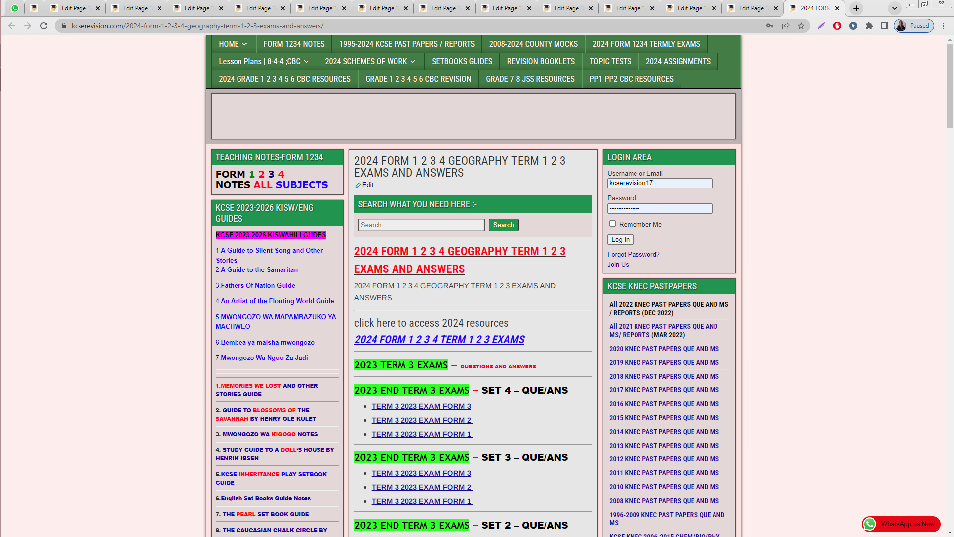 2024 FORM 1 2 3 4 MATHEMATICS TERM 1 2 3 EXAMS AND ANSWERS KCSE 