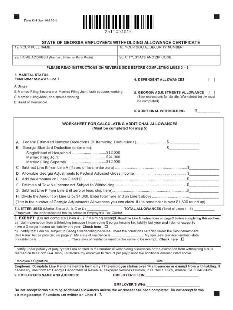 2024 Form GA DoR G 4 Fill Online Printable Fillable Blank 