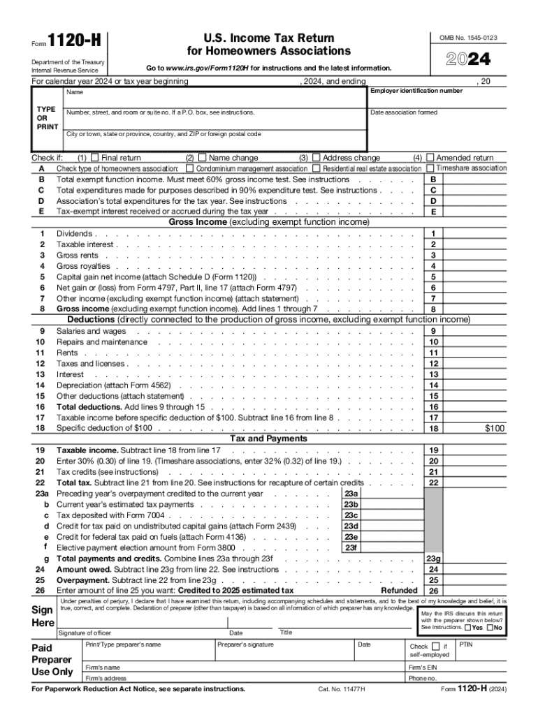 When Is Tax Form 1120-H Due