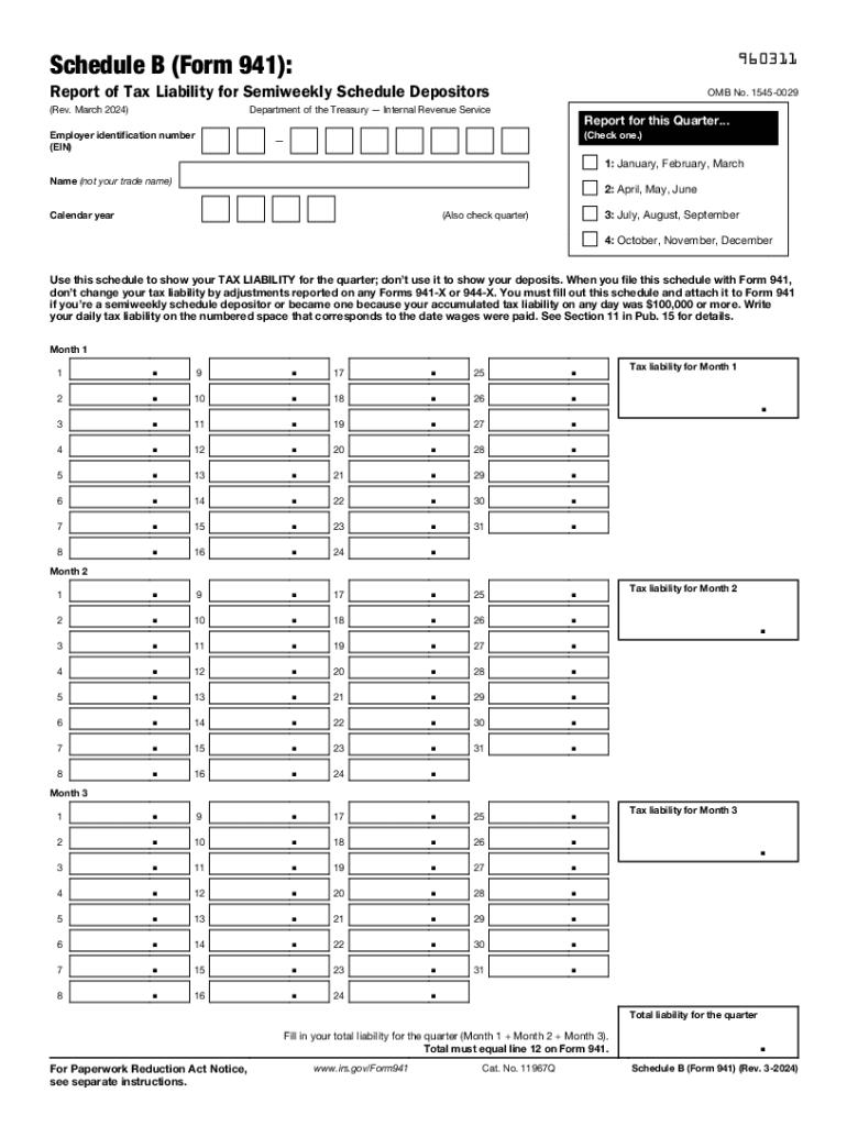 941 Form 2023 Schedule B