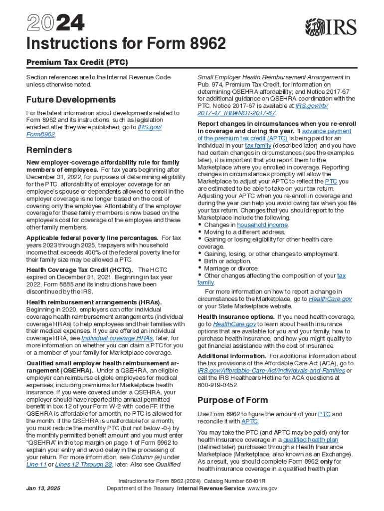 Printable Form 8962 2024