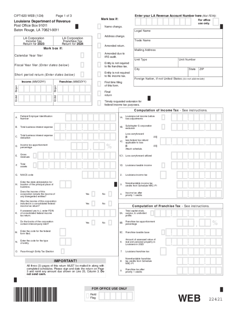 2024 Form LA DoR CIFT 620 Fill Online Printable Fillable Blank 