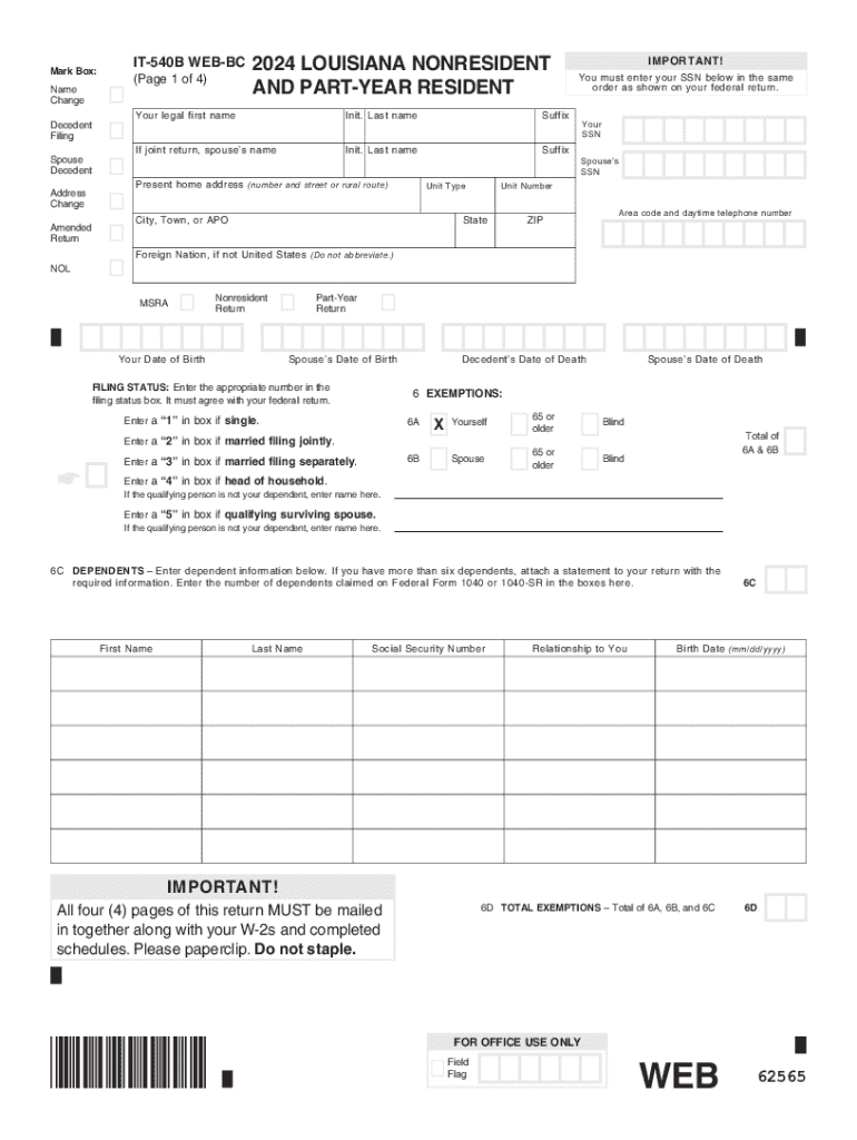 2024 Form LA LDR IT 540B Fill Online Printable Fillable Blank 