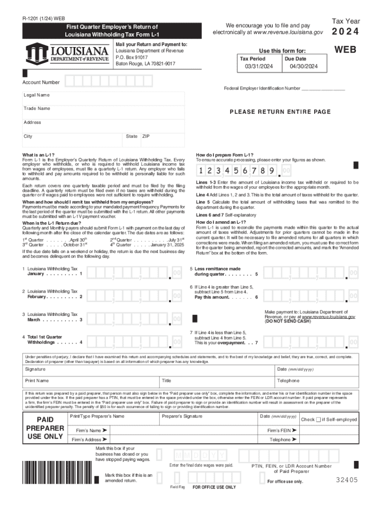 2024 Form LA LDR R 1201 Fill Online Printable Fillable Blank 