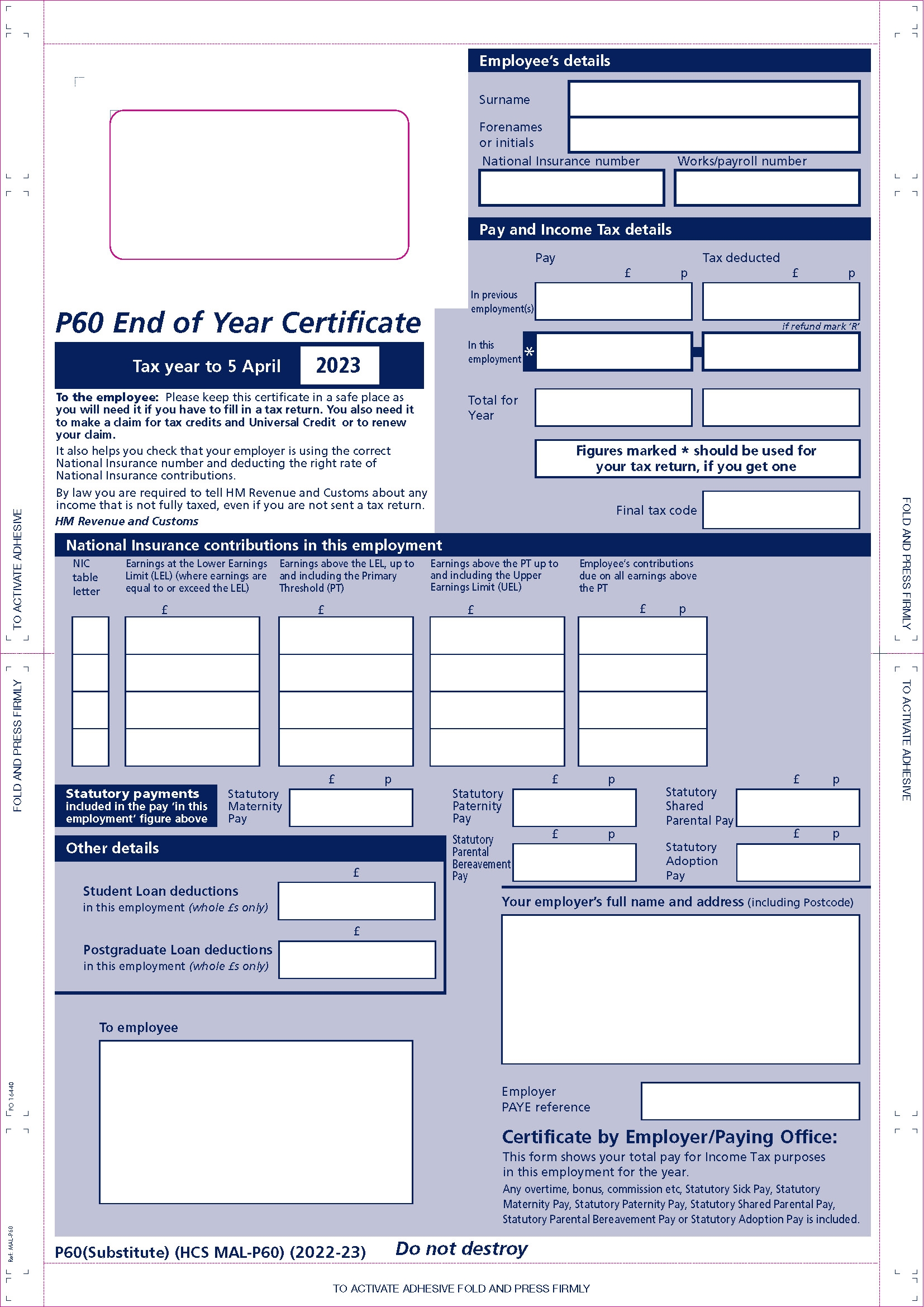2025 Pegasus Self Seal P60 Mailer Hague Direct