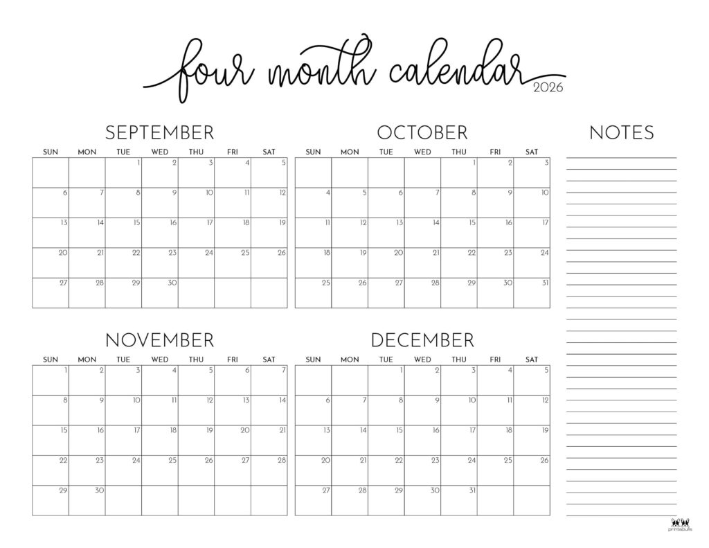 Calendar 2026 October November Dcember Printable