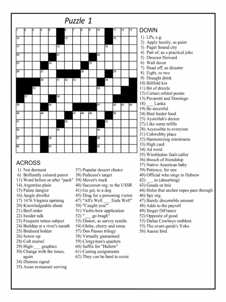 Printable Crossword Puzzles Denver Post