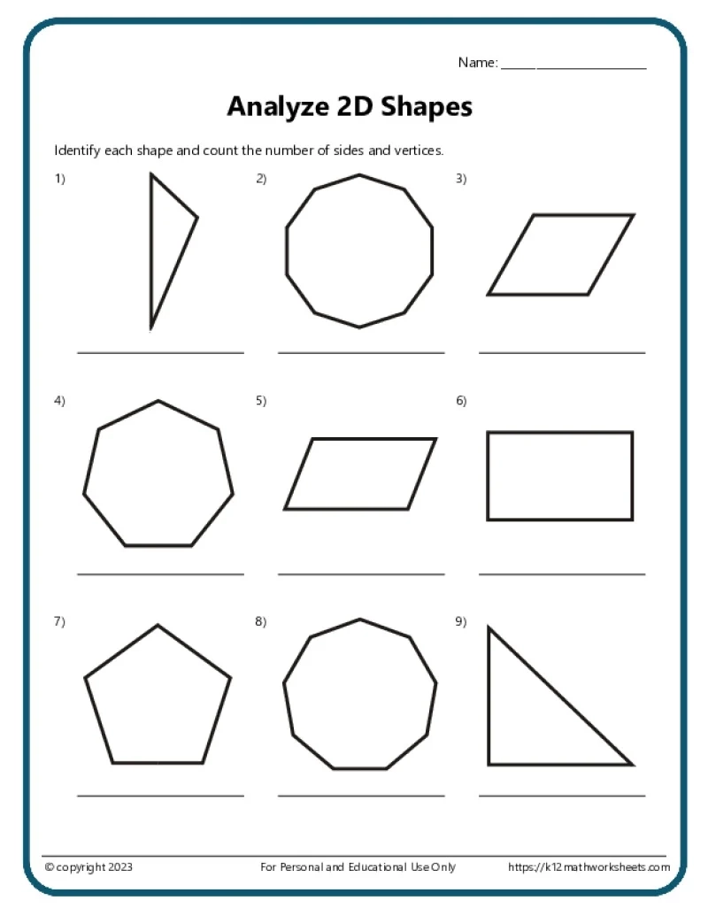 Free Printable Geometry Worksheets For Kids