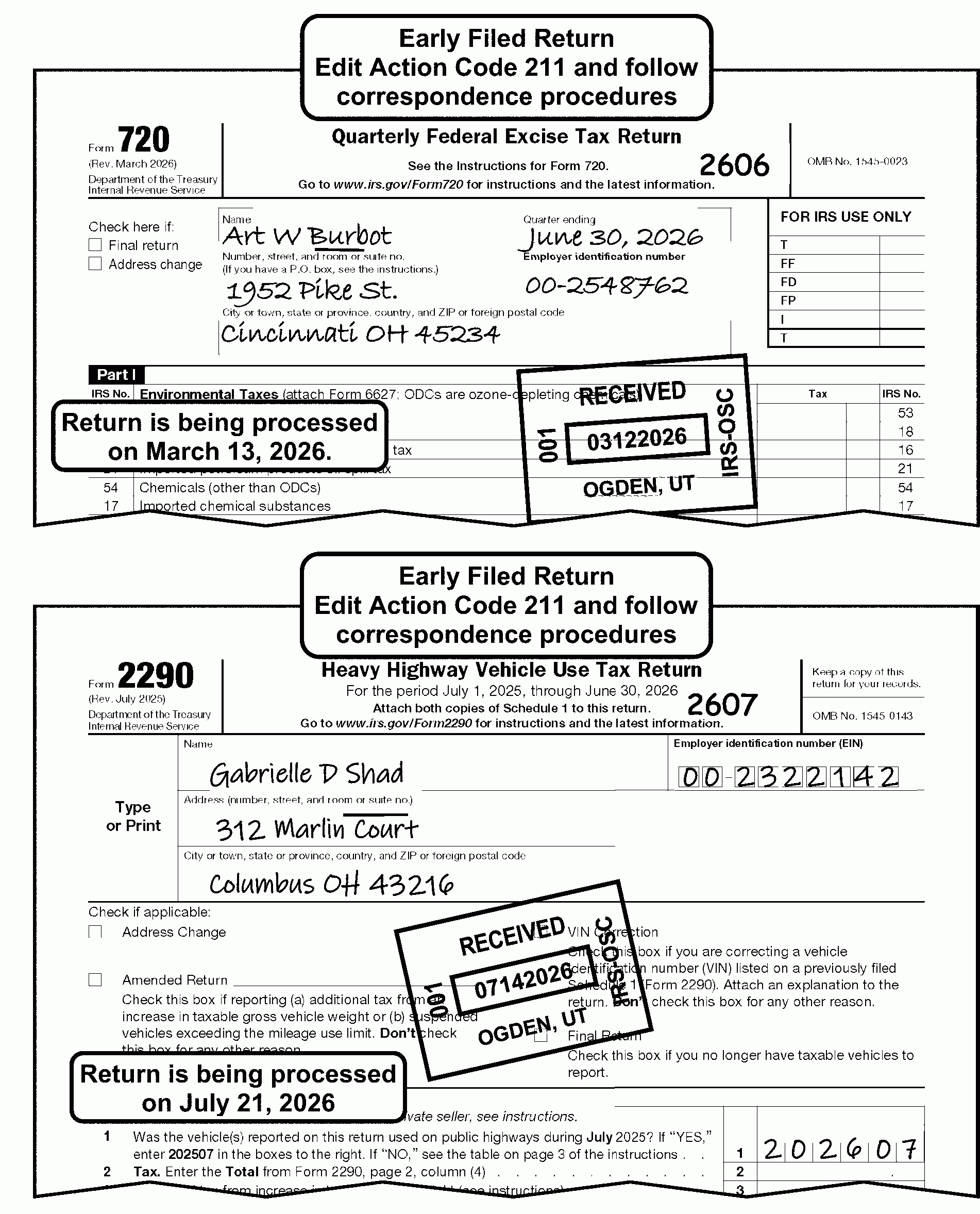 Printable Form 720-Cs Carrier Summary Report
