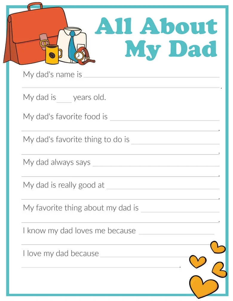 All About Dad Printable Free Download