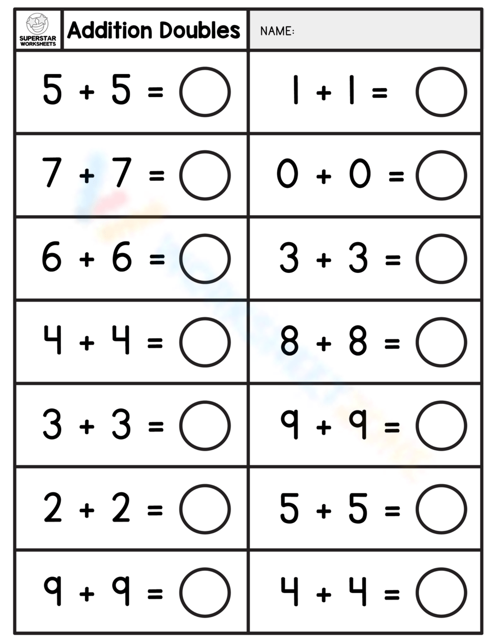 Doubles Math Facts Worksheets Free Printable